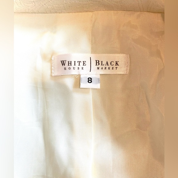 White House Black Market Cream Jacquard Pearl Button Jacket - Picture 11 of 12
